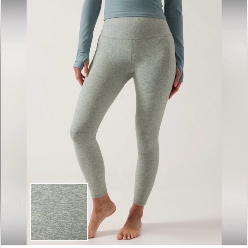 Athleta Pale Green Heather Salutation Stash Pocket II Tight Leggings 1X Plus
